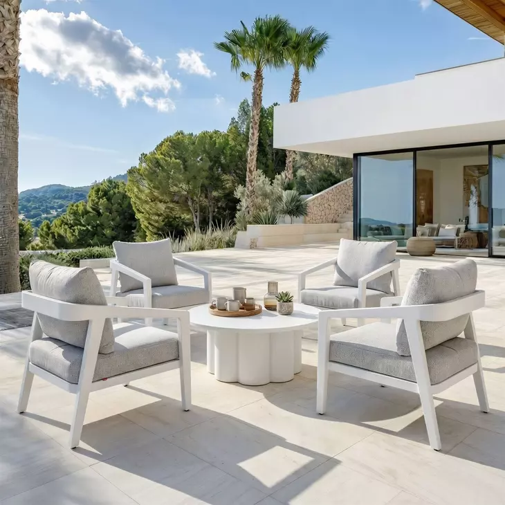 Roccia Gray Upholstered Outdoor Arm Chair