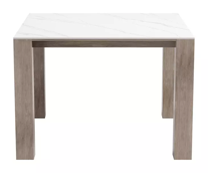 Leilani White and Brown Outdoor 42" Square Sintered Stone Top Dining Table