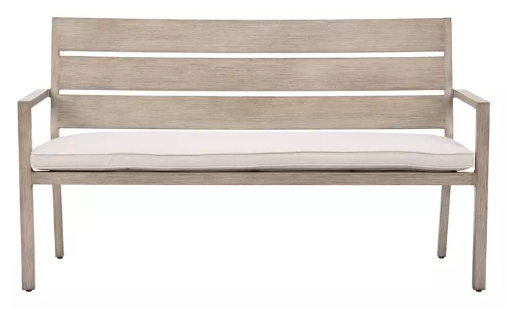 Reefline Gray Upholstered Outdoor Dining Bench Set of 2