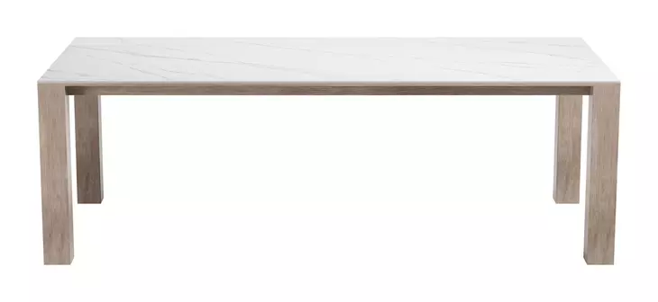 Leilani White and Brown Outdoor 90" Rectangular Sintered Stone Top Dining Table