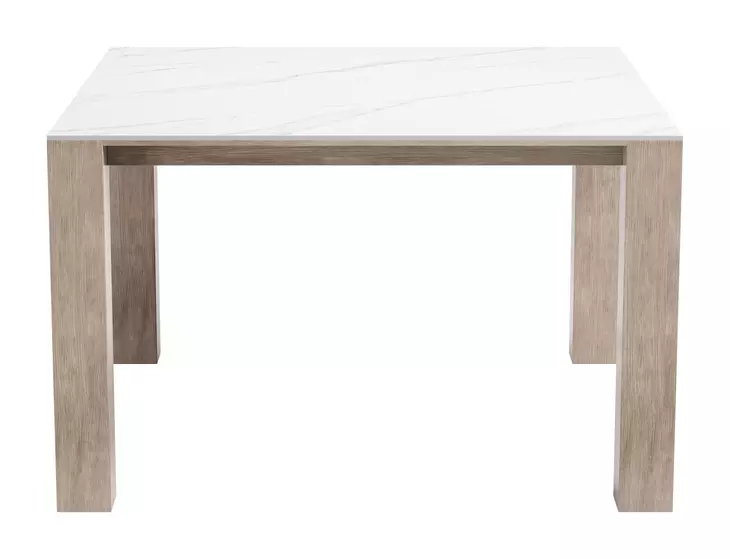 Leilani White and Brown Outdoor 48" Square Sintered Stone Top Dining Table