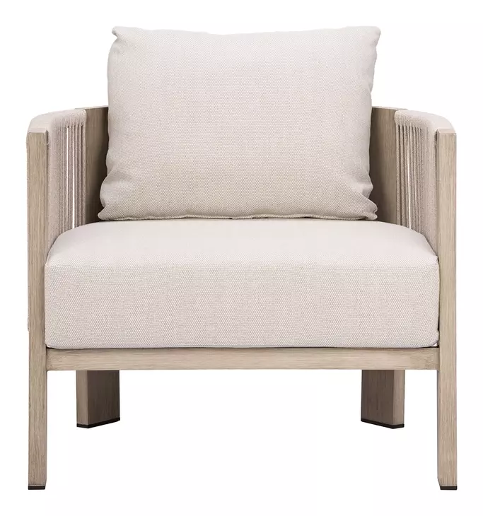 Sunlit Gray Upholstered Outdoor Springs Accent Chair
