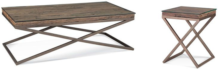 Cambria Bronze and Brown Glass Top Occasional Table Set