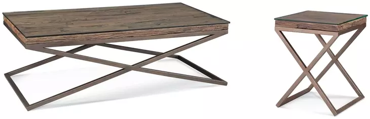Cambria Bronze and Brown Glass Top Occasional Table Set