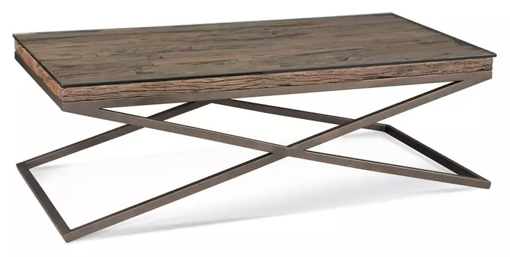 Cambria Bronze and Brown Rectangular Glass Top Coffee Table