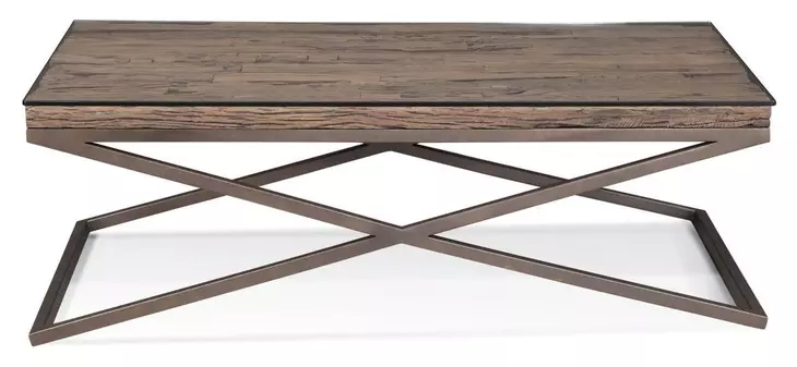 Cambria Bronze and Brown Rectangular Glass Top Coffee Table
