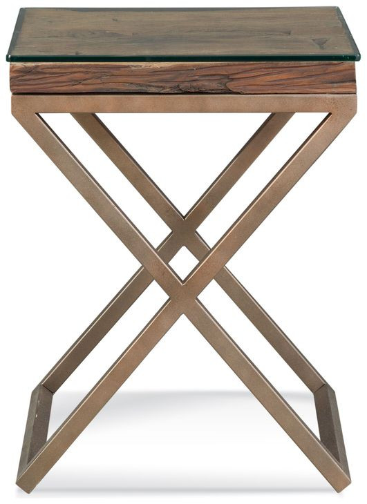 Cambria Bronze and Brown Square Glass Top End Table