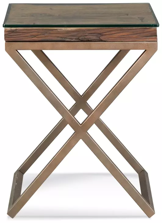 Cambria Bronze and Brown Square Glass Top End Table