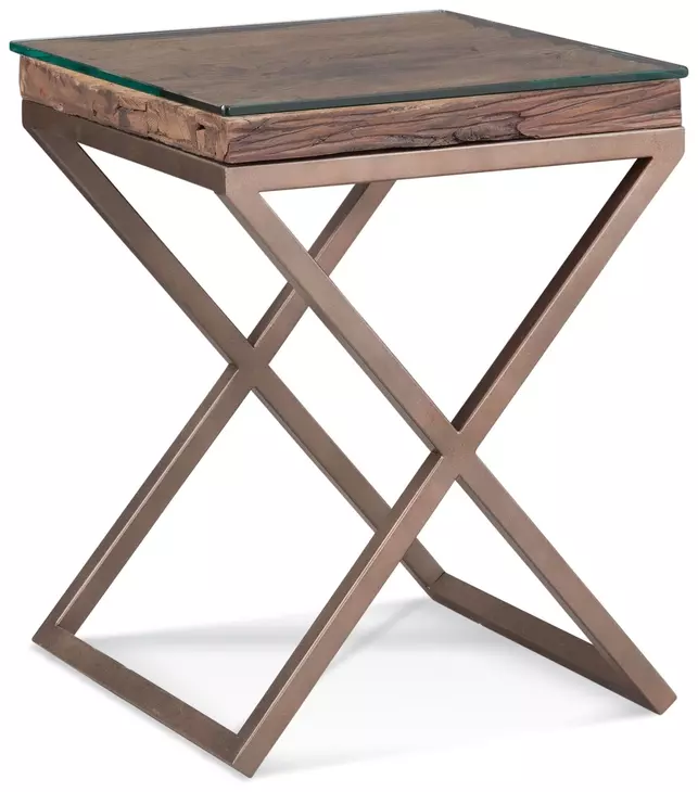 Cambria Bronze and Brown Square Glass Top End Table