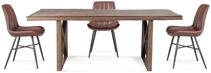 Cambria Bronze and Brown 79" Rectangular Glass Top Dining Table
