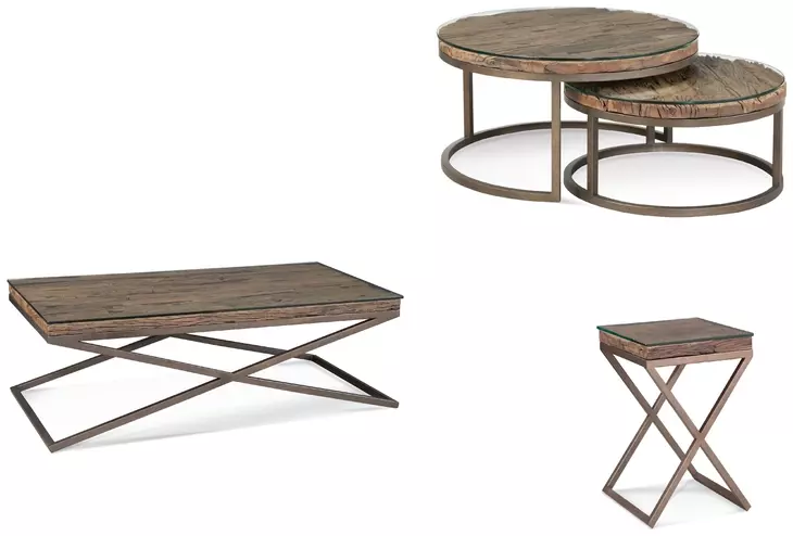 Cambria Bronze and Brown Rectangular Glass Top Coffee Table