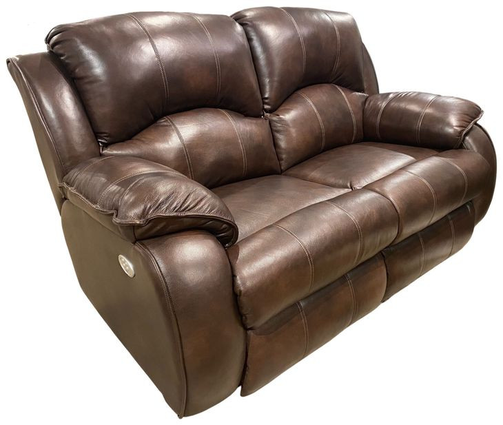 Cagney Chocolate Leather 63" Power Reclining Loveseat with USB Charging