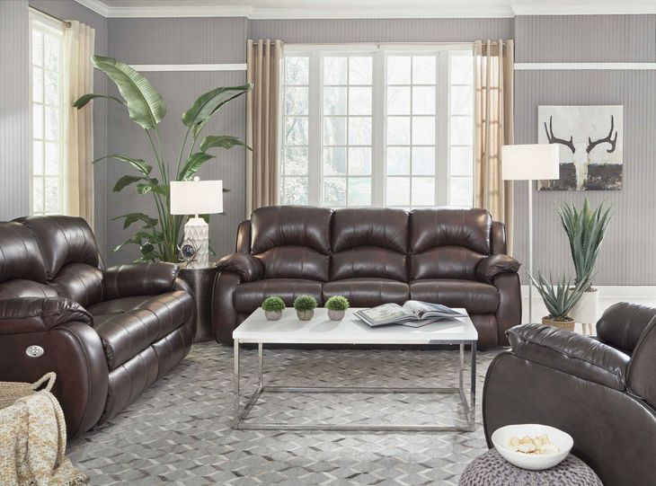 Cagney Chocolate Power 89" Reclining Sofa With Power Headrest