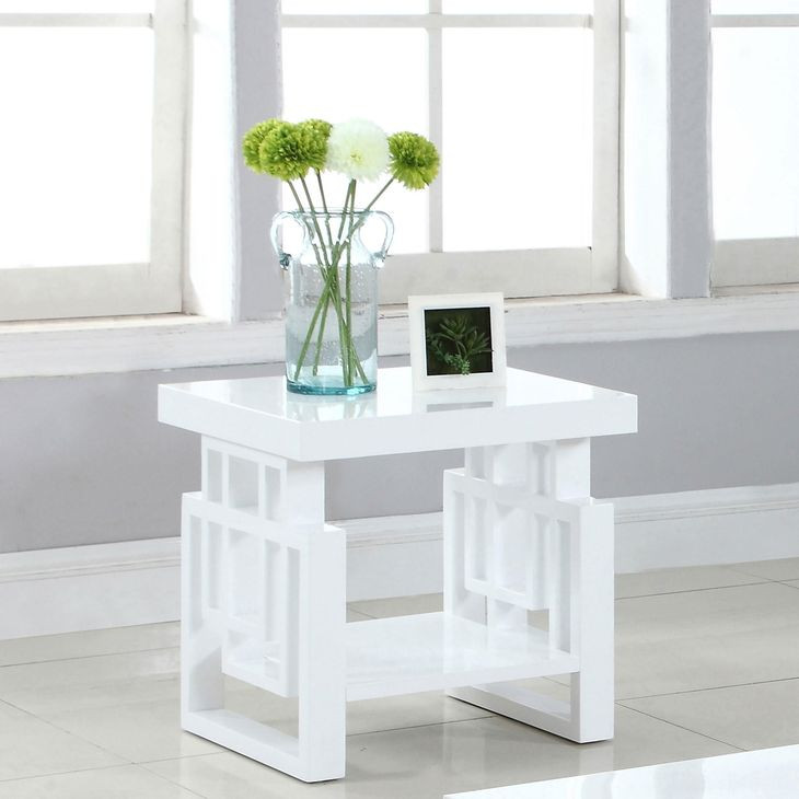 Schmitt High Glossy White End Table