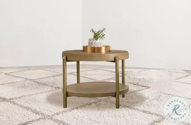 Arini Sand Wash Round End Table
