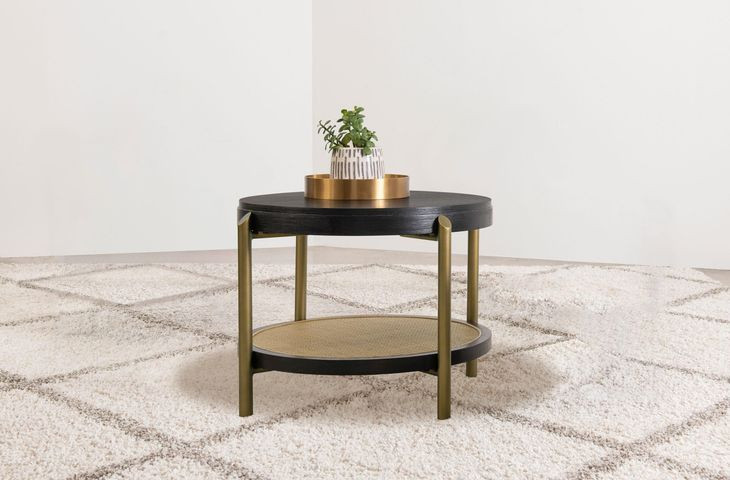 Arini Black and Aged Brass Round End Table