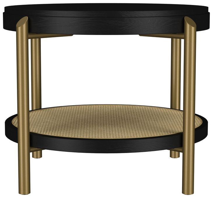 Arini Black and Aged Brass Round End Table