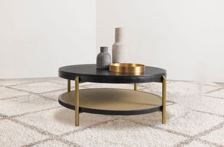 Arini Black and Aged Brass Round Coffee Table