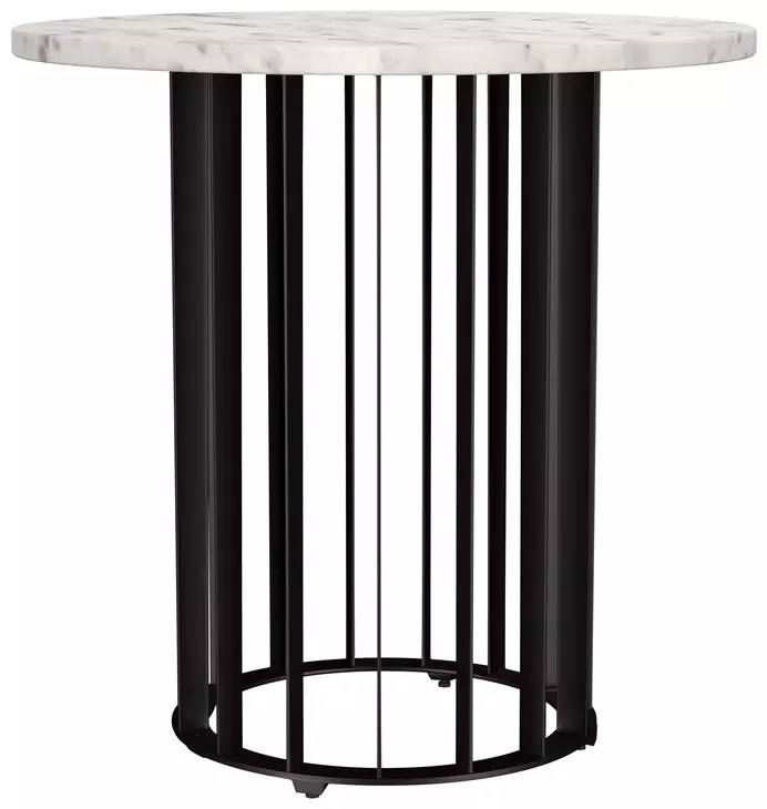 Haven Black and White Marble Top Round End Table