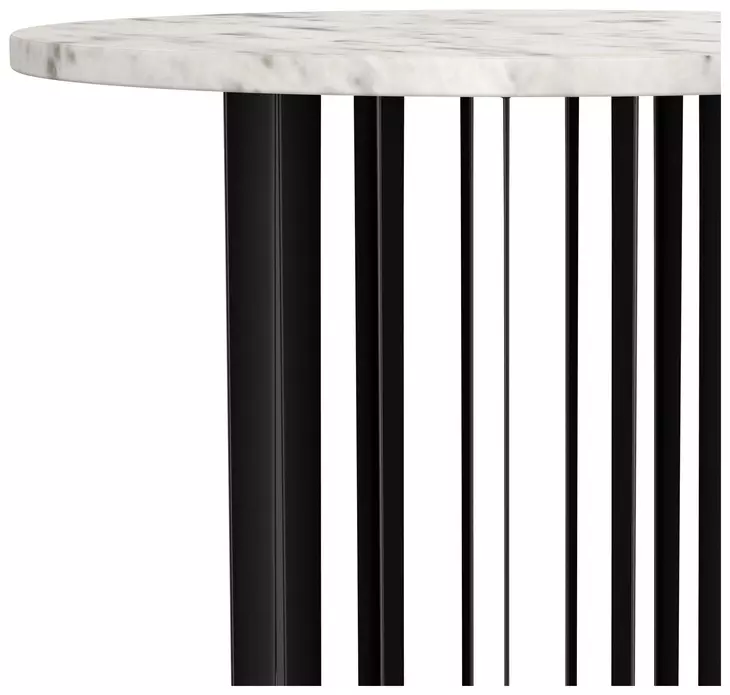 Haven Black and White Marble Top Round End Table