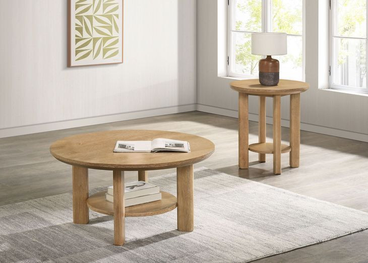 Ottowa Washed Oak Round Occassional Table Set