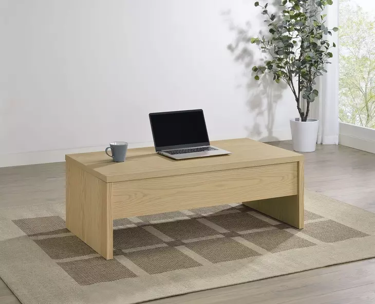 Canoga Light Oak Rectangular Lift Top Occasional Table Set
