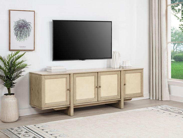 Kailani Beige Oak 79" TV Stand with 4 Doors
