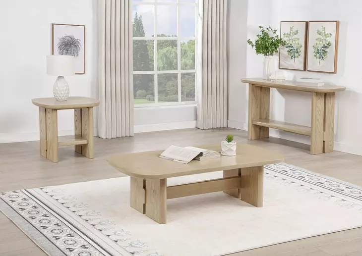 Kailani Beige Oak Rectangular Occasional Table Set