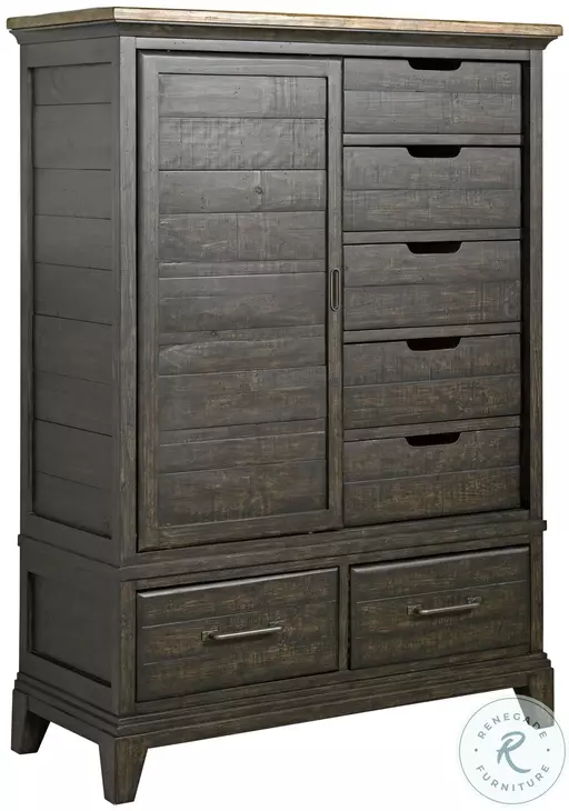 Plank Road Charcoal Wheeler Door Chest