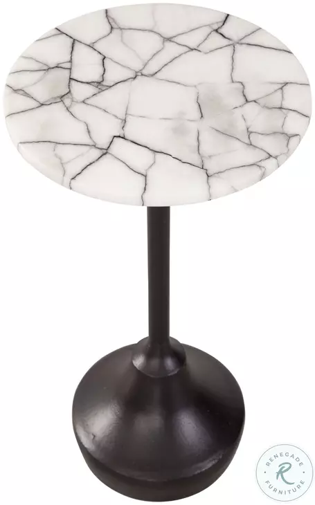 Talley Black And White Marble Top Accent Table