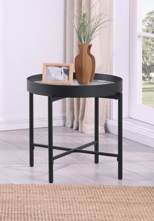 Ozella Sandy Black Round End Table