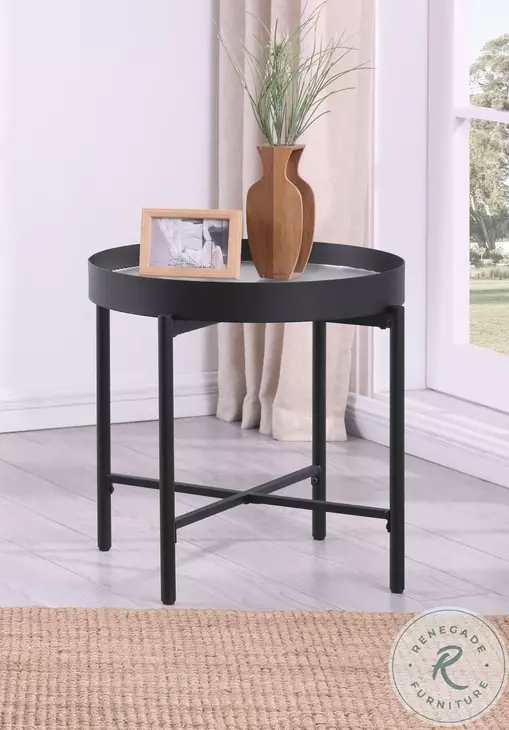 Ozella Sandy Black Round End Table