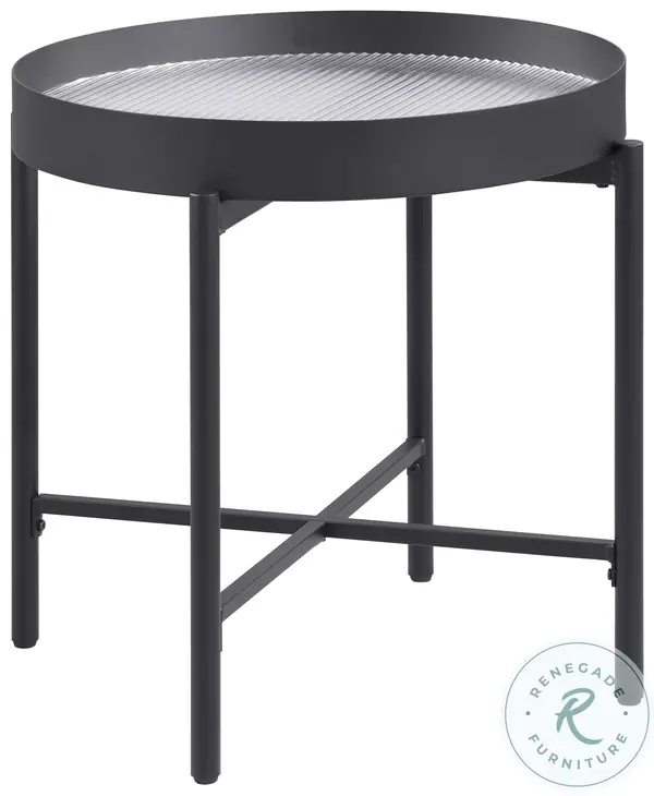 Ozella Sandy Black Round End Table