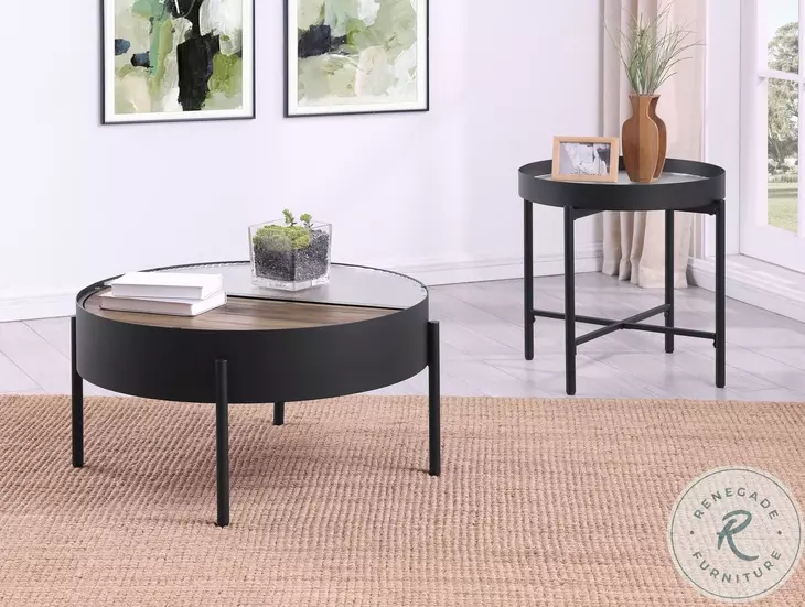 Ozella Sandy Black Round End Table