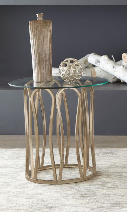 Monett Chocolate Chrome And Clear End Table 
