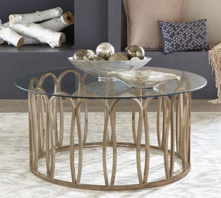 Monett Chocolate Chrome And Clear Coffee Table 