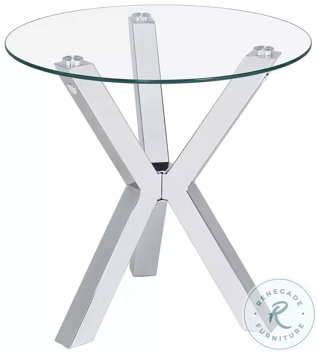 Kenzie Chrome Tempered Glass Top Round End Table
