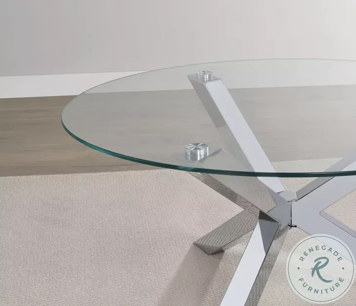 Kenzie Chrome Tempered Glass Top Round End Table