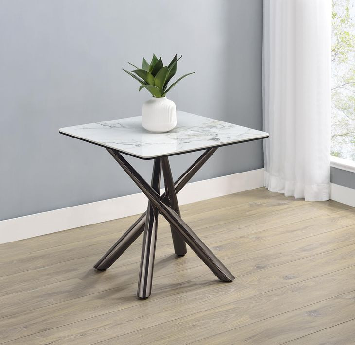 Carvell Mirage White Sintered Stone Square End Table