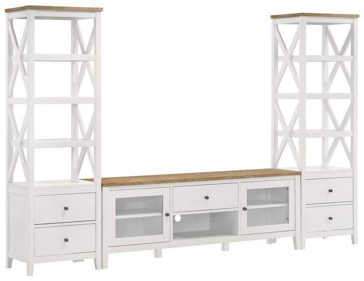 Hollis White And Brown 3 Piece Entertainment Center