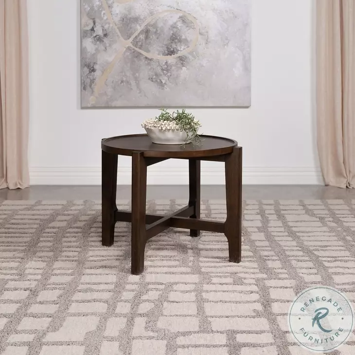 Cota Dark Brown Solid Wood Round End Table