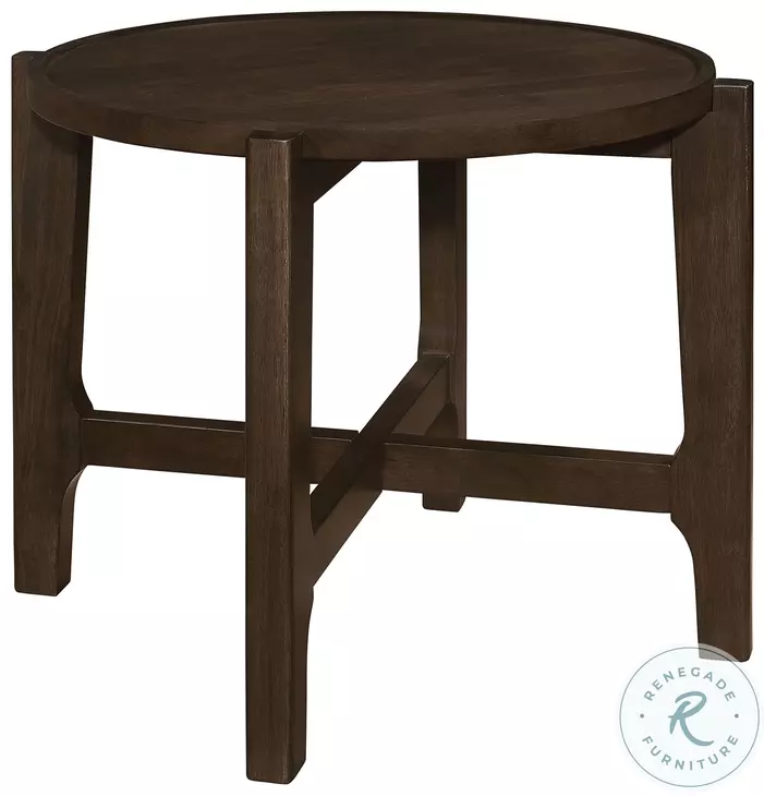 Cota Dark Brown Solid Wood Round End Table