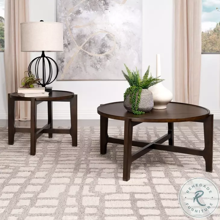 Cota Dark Brown Solid Wood Round End Table