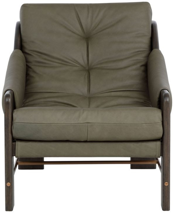 Rafferty Ludlow Dark Olive Leather Upholstered Lounge Chair