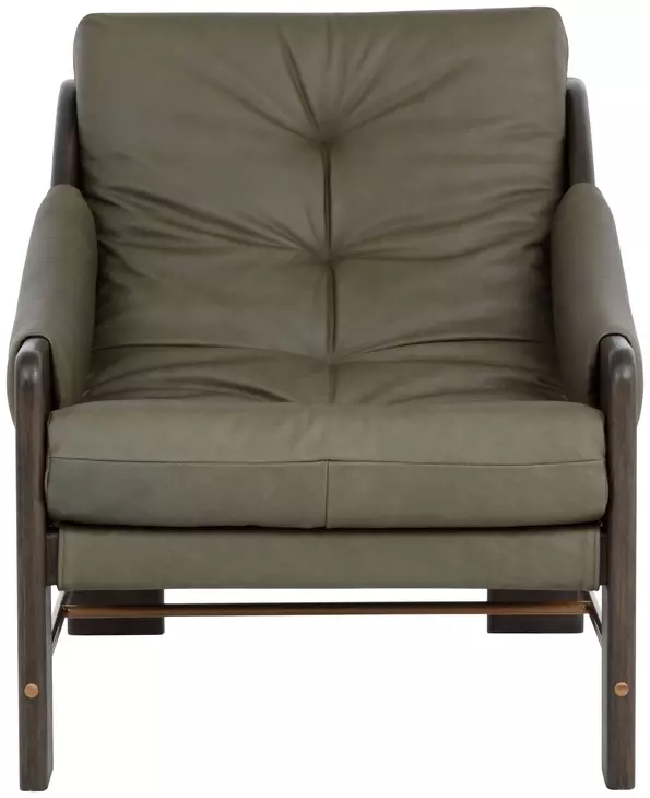 Fitzgerald Ludlow Dark Olive Leather Upholstered Lounge Chair