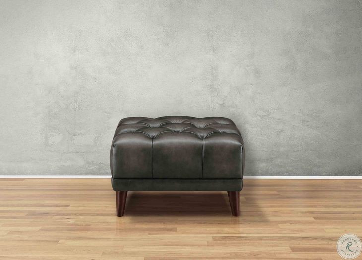 Trix Ash Leather Upholstered Rectangular Ottoman