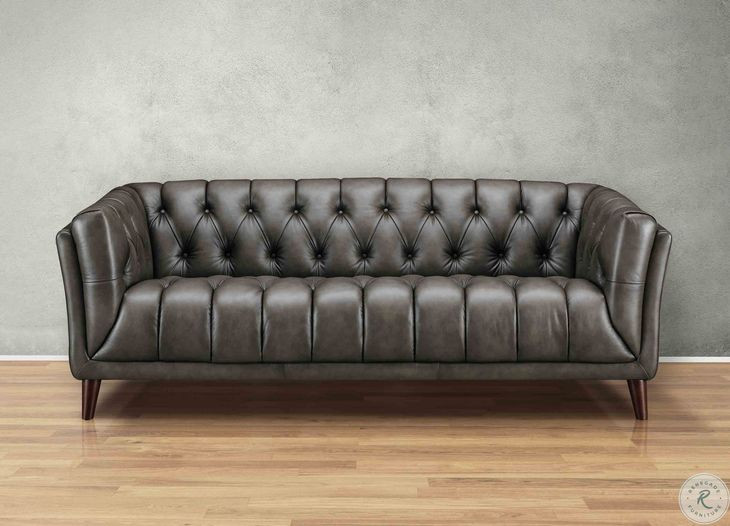 Trix Ash Leather 84" Sofa