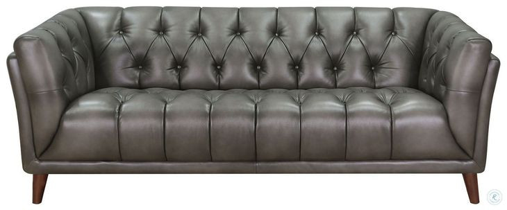 Trix Ash Gray Leather 84" Sofa