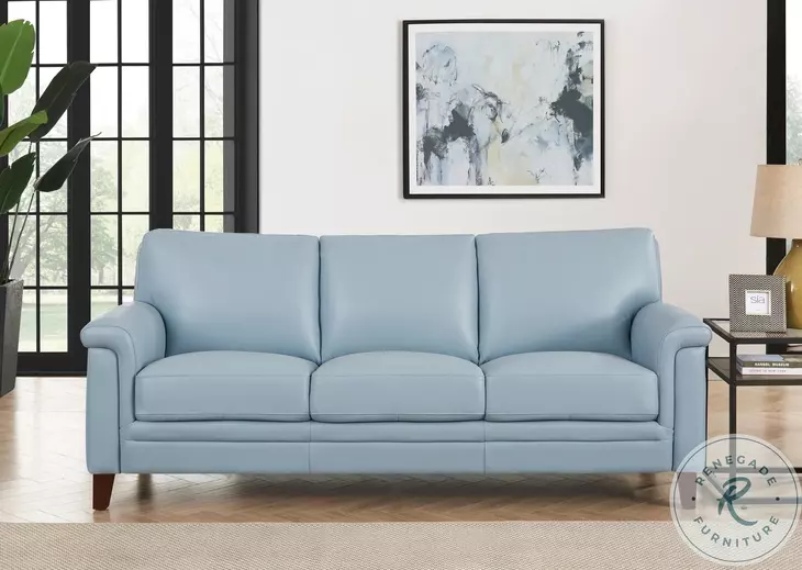 Wendover Spa Blue Top Grain Leather Sofa