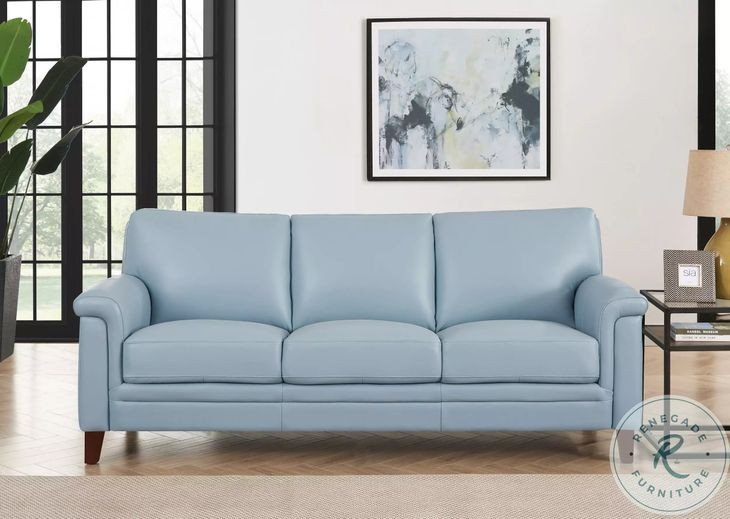 Wendover Spa Blue Leather 84" Sofa